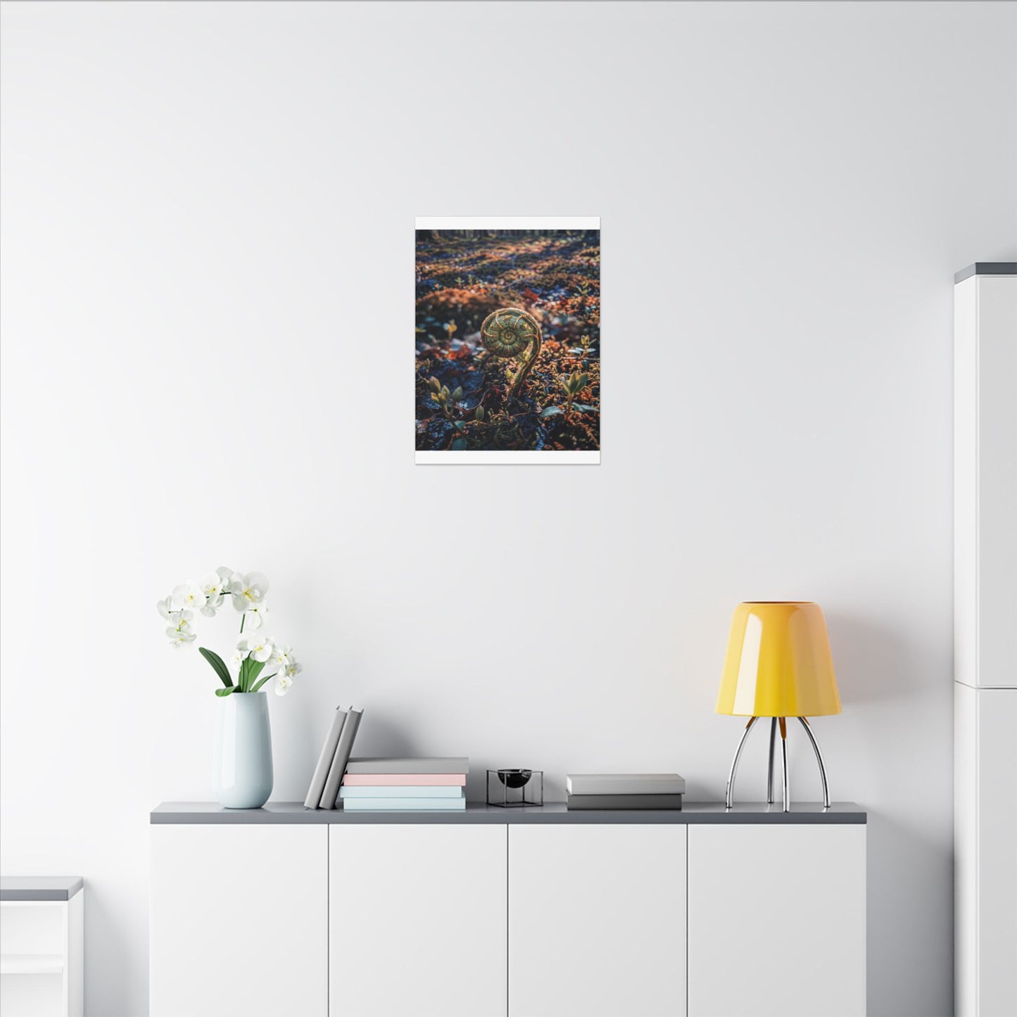 Kintsugi Fern Unfurling in Dappled | Gold Vein Canvas Art