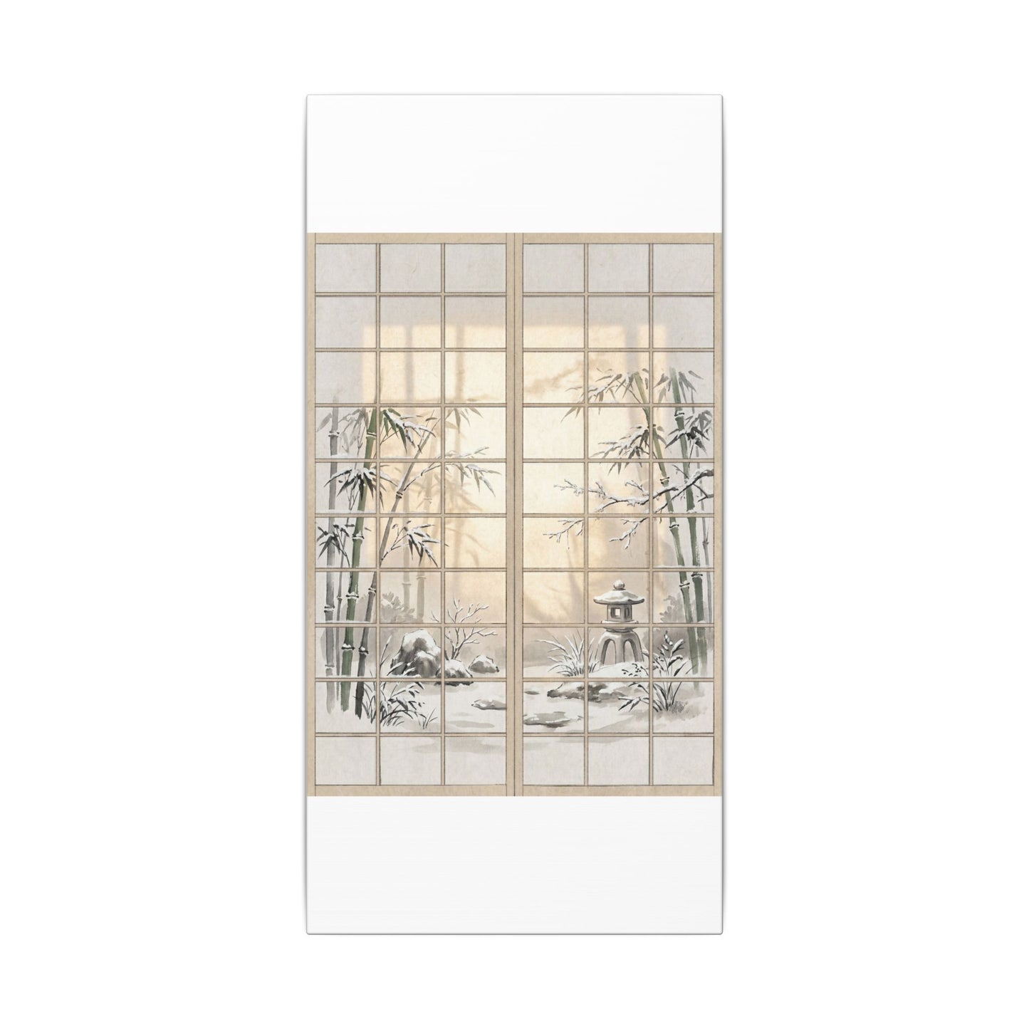 Winter Shoji Screen Sumi E Canvas Art | Tranquil Decor