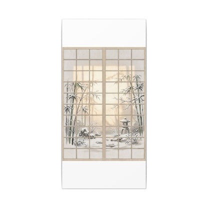 Winter Shoji Screen Sumi E Canvas Art | Tranquil Decor