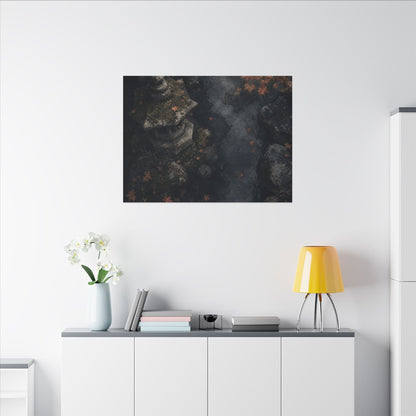 Stone Lantern Canvas Art | Autumn Japandi Texture Art