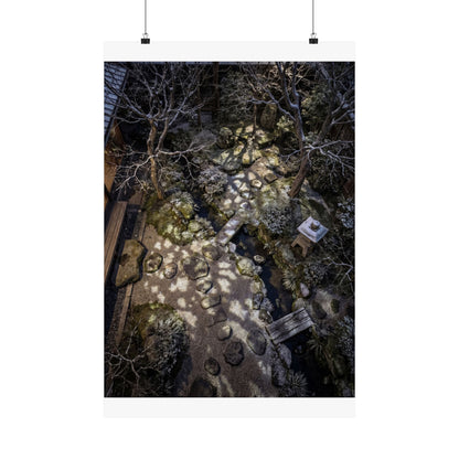 Moonlit Garden Wall Art Print | Winter Japandi Japanese Pattern Art Art Print