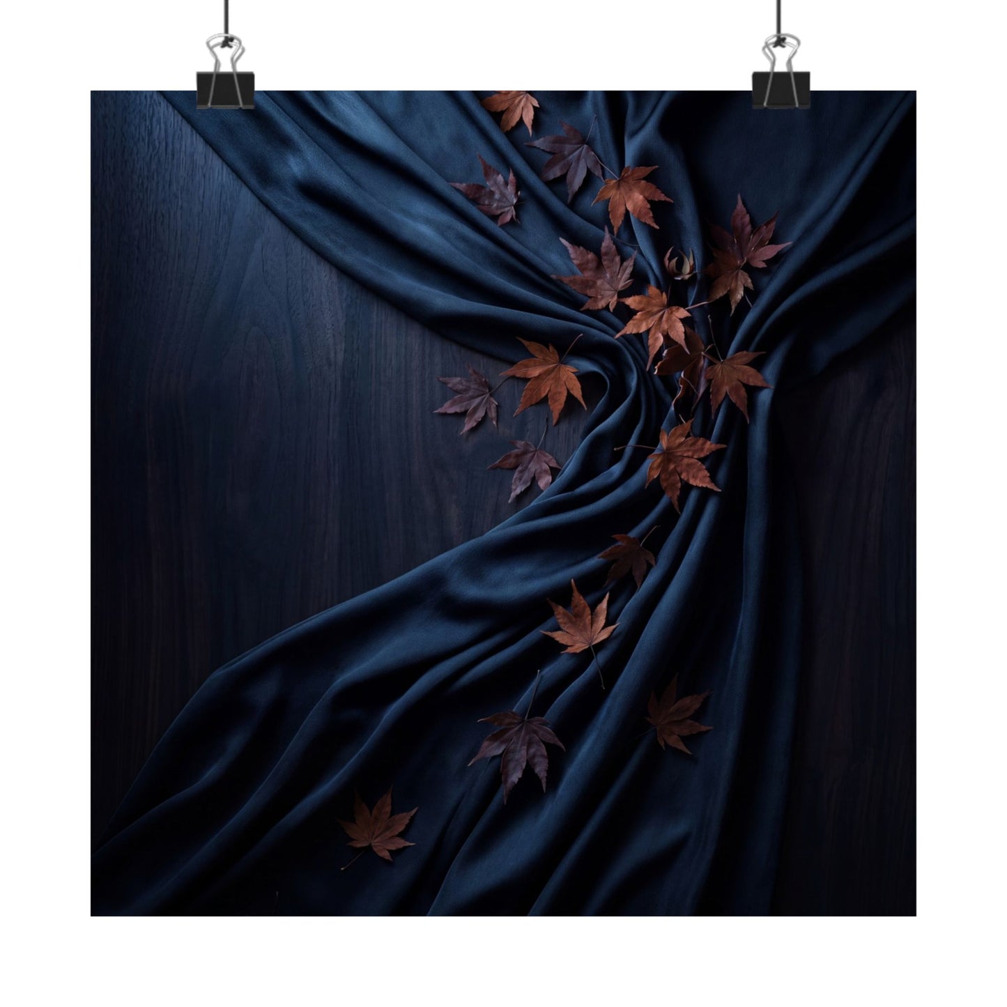 Dark Japandi Silk Drape in Moonlight | Moody Minimal Wall Art Print