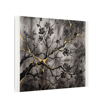 Kanso Cherry Blossom Canvas Art - Kintsugi Crackle Gold