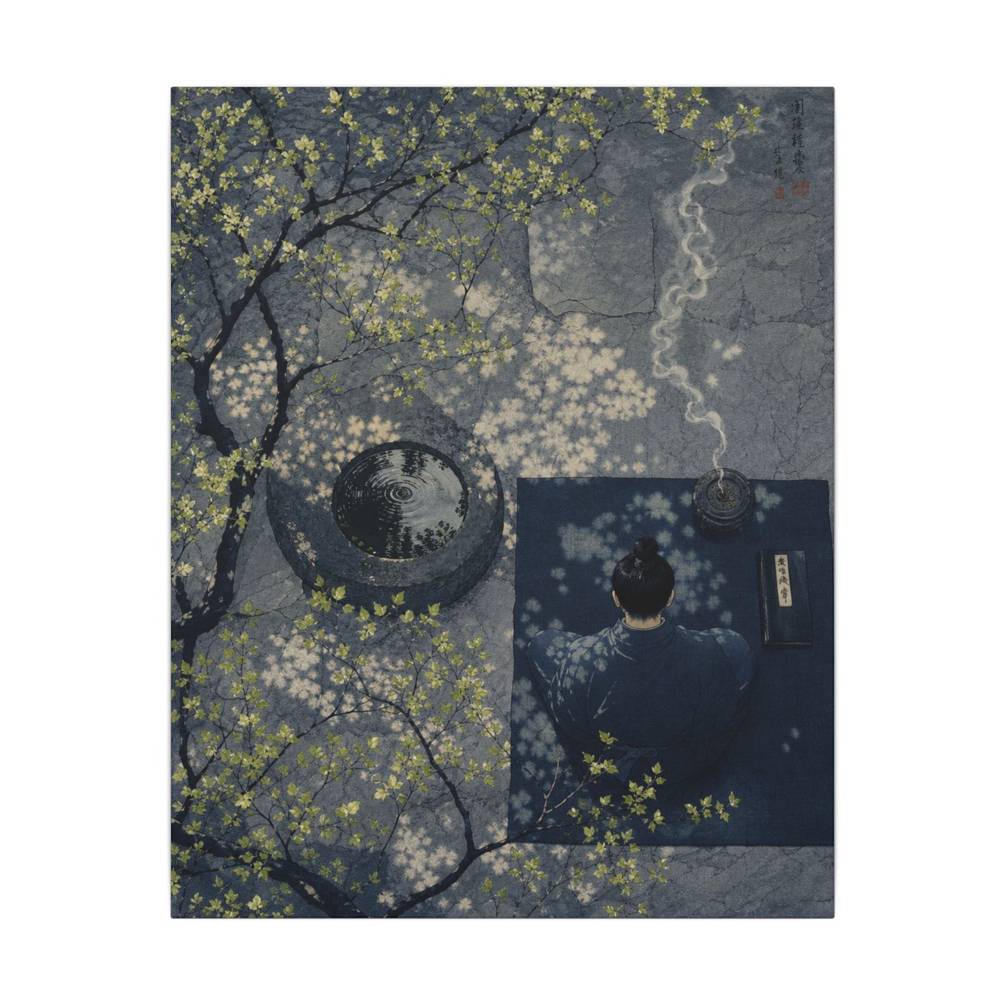 Spring Incense Smoke Ukiyo E Inspired Canvas Art | Tranquil Decor