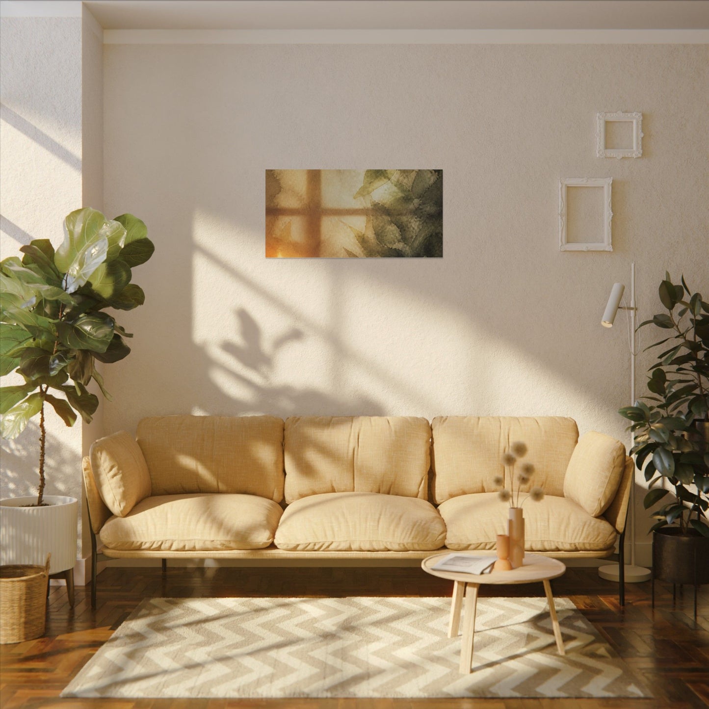 Cozy Shoji Screen Canvas Art - Watercolor Japandi