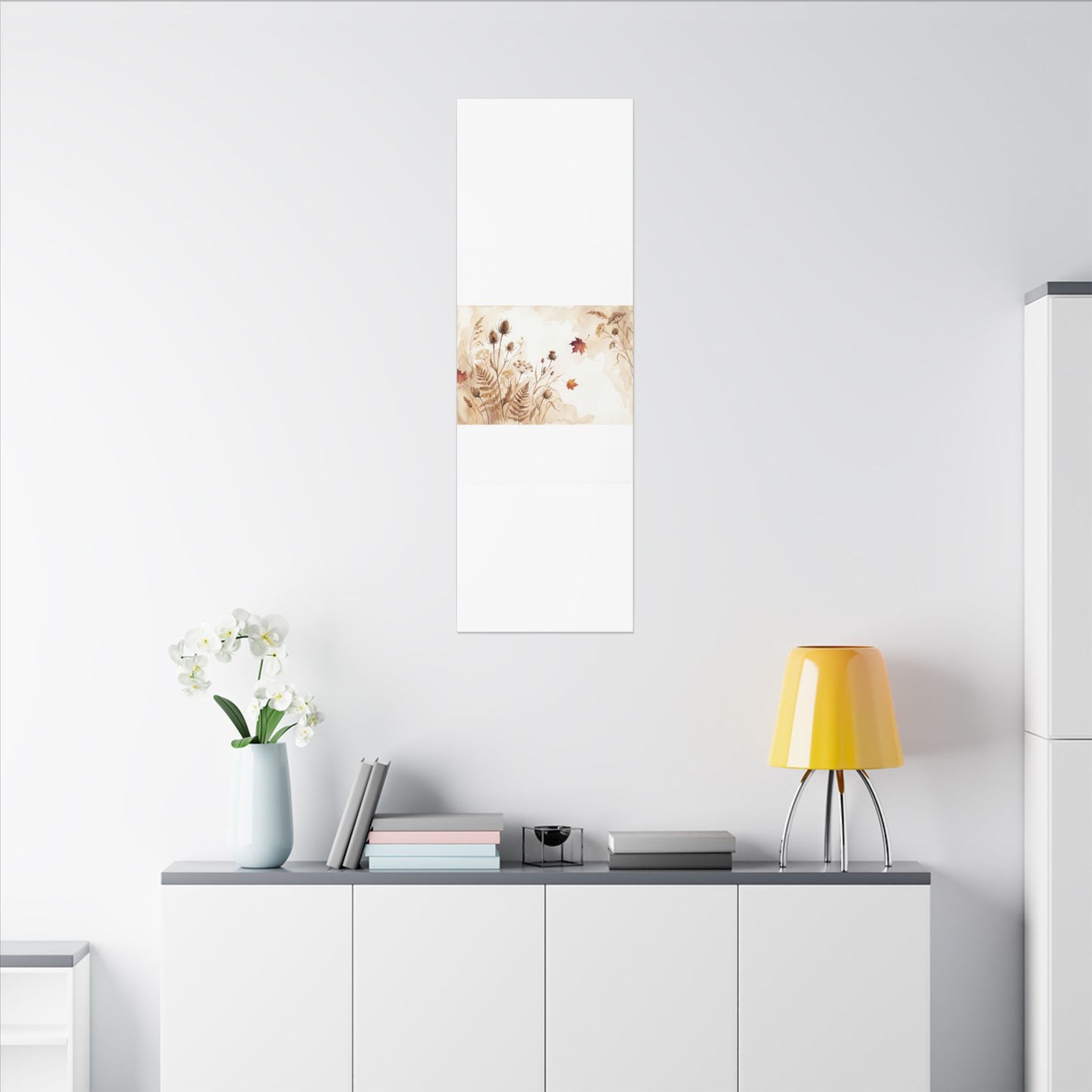 Dried Flowers Canvas Art | Autumn Japandi Watercolor Art