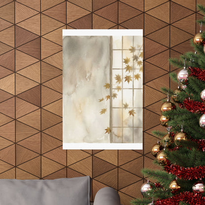 Elegant Shoji Screen Wall Art Print - Watercolor Japandi
