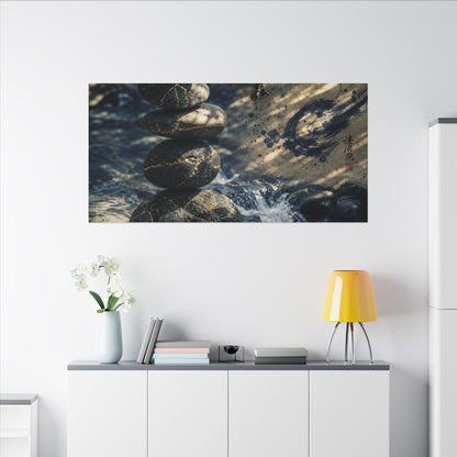 Kintsugi River Stones in Dappled | Broken Beauty Canvas Art
