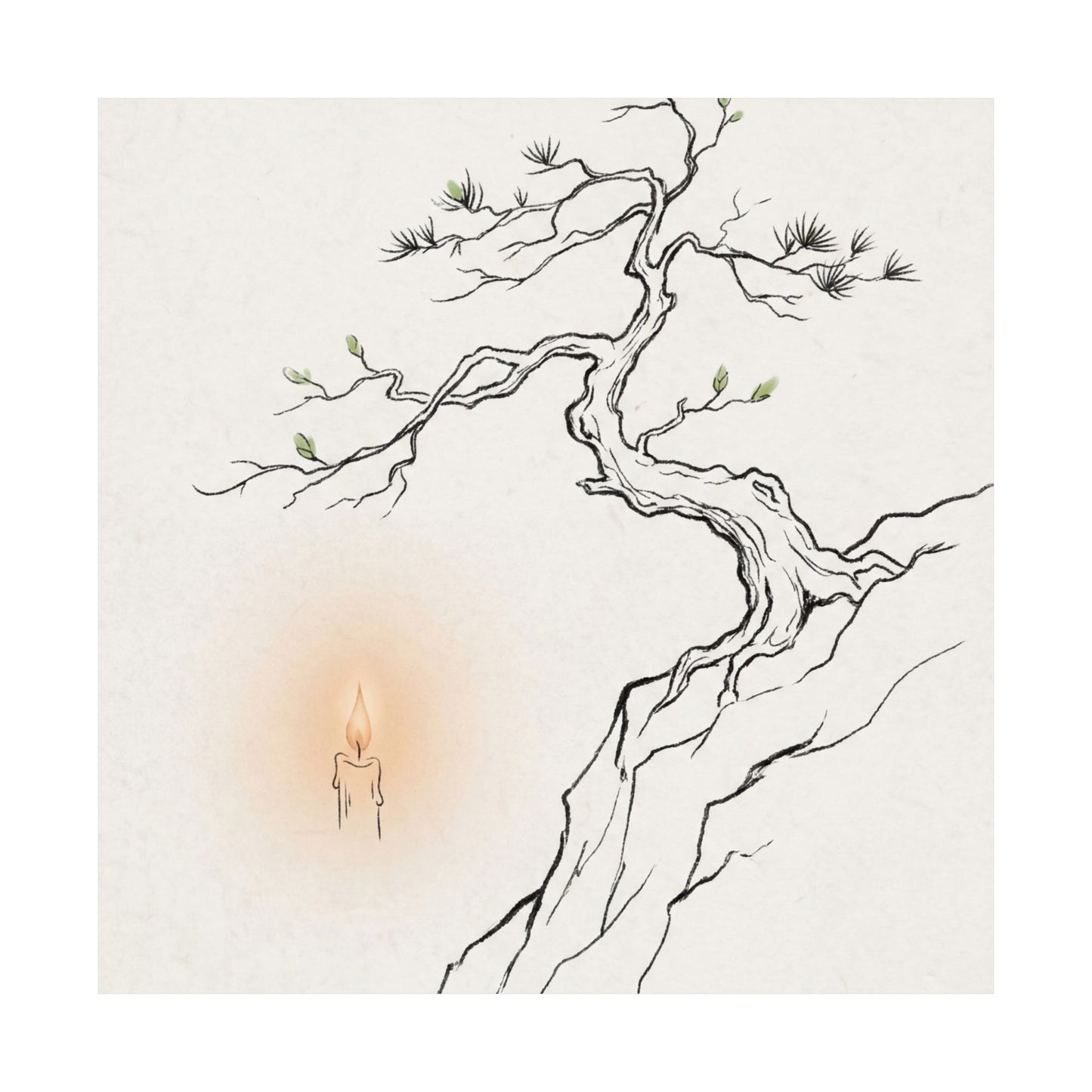 Spring Pine Tree Minimal Line Wall Art Print | Warm Decor