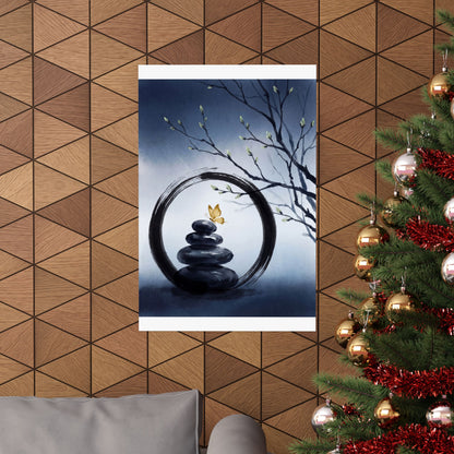 Zen River Stones in Dawn | Enso Wall Art Print