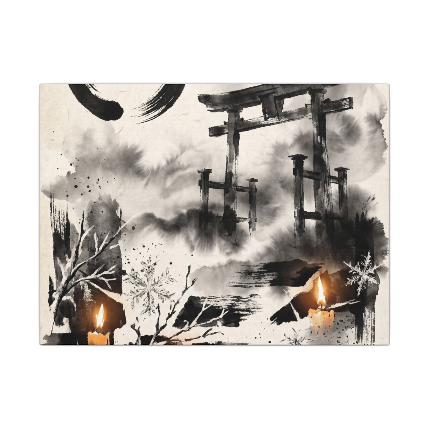 Candlelight Torii Gate Canvas Art - Zen Datsuzoku Art Print
