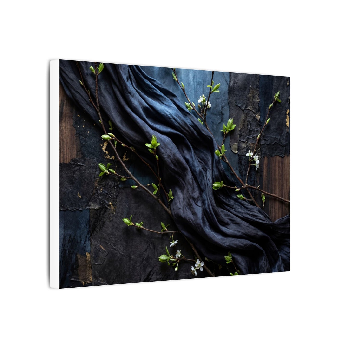 Spring Silk Drape Dark Texture Canvas Art | Atmospheric Decor