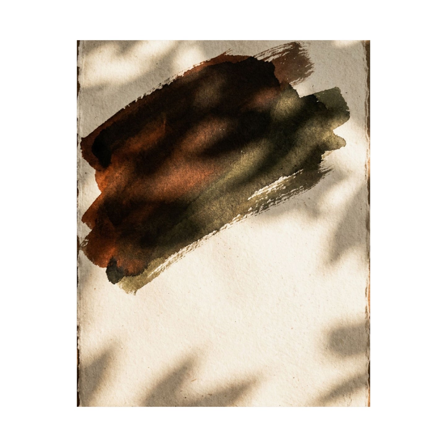 Dark Japandi Ink Brushstroke in Dappled | Moody Minimal Wall Art Print