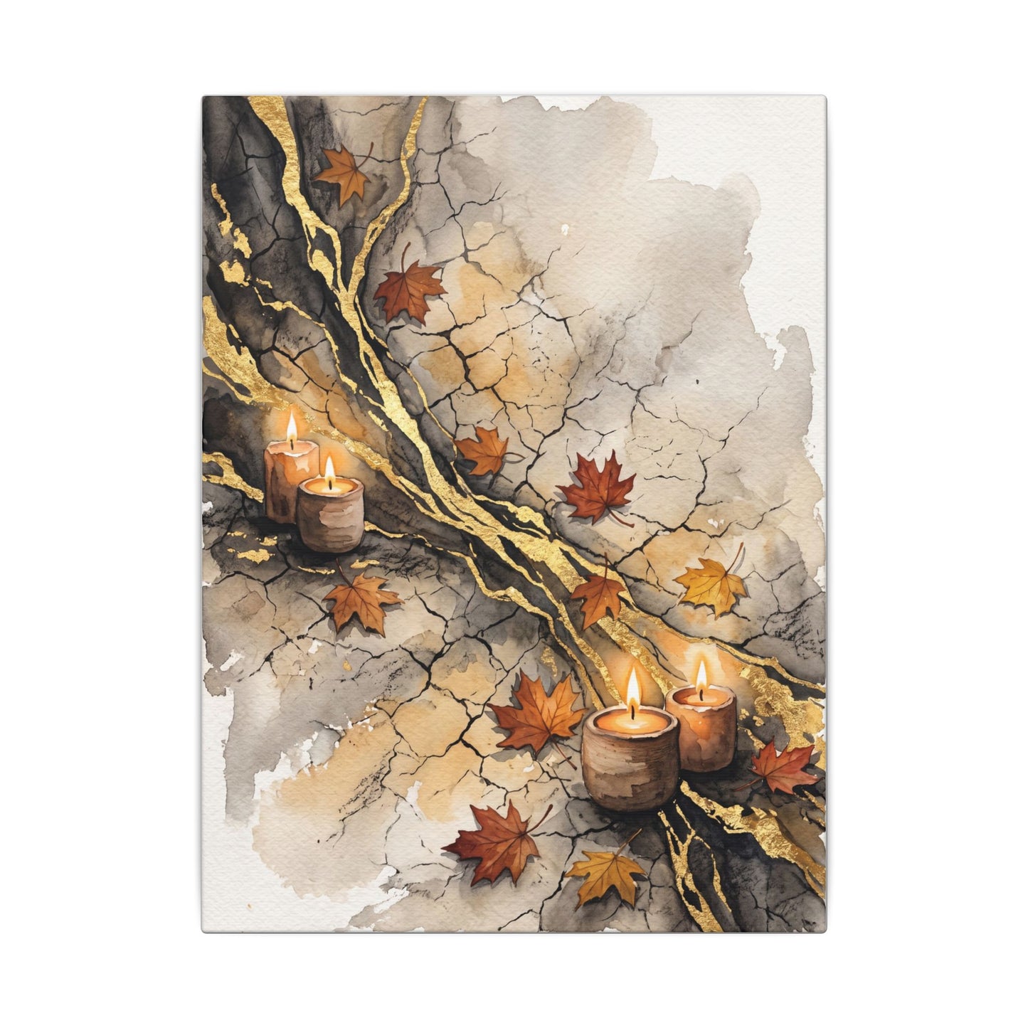 Cracked Earth Autumn Canvas Art | Japandi Warm Design