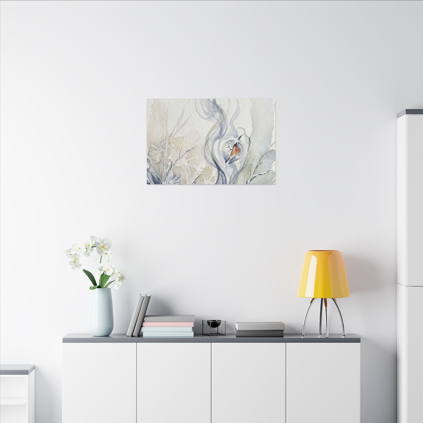 Earthy Incense Smoke Canvas Art - Watercolor Japandi