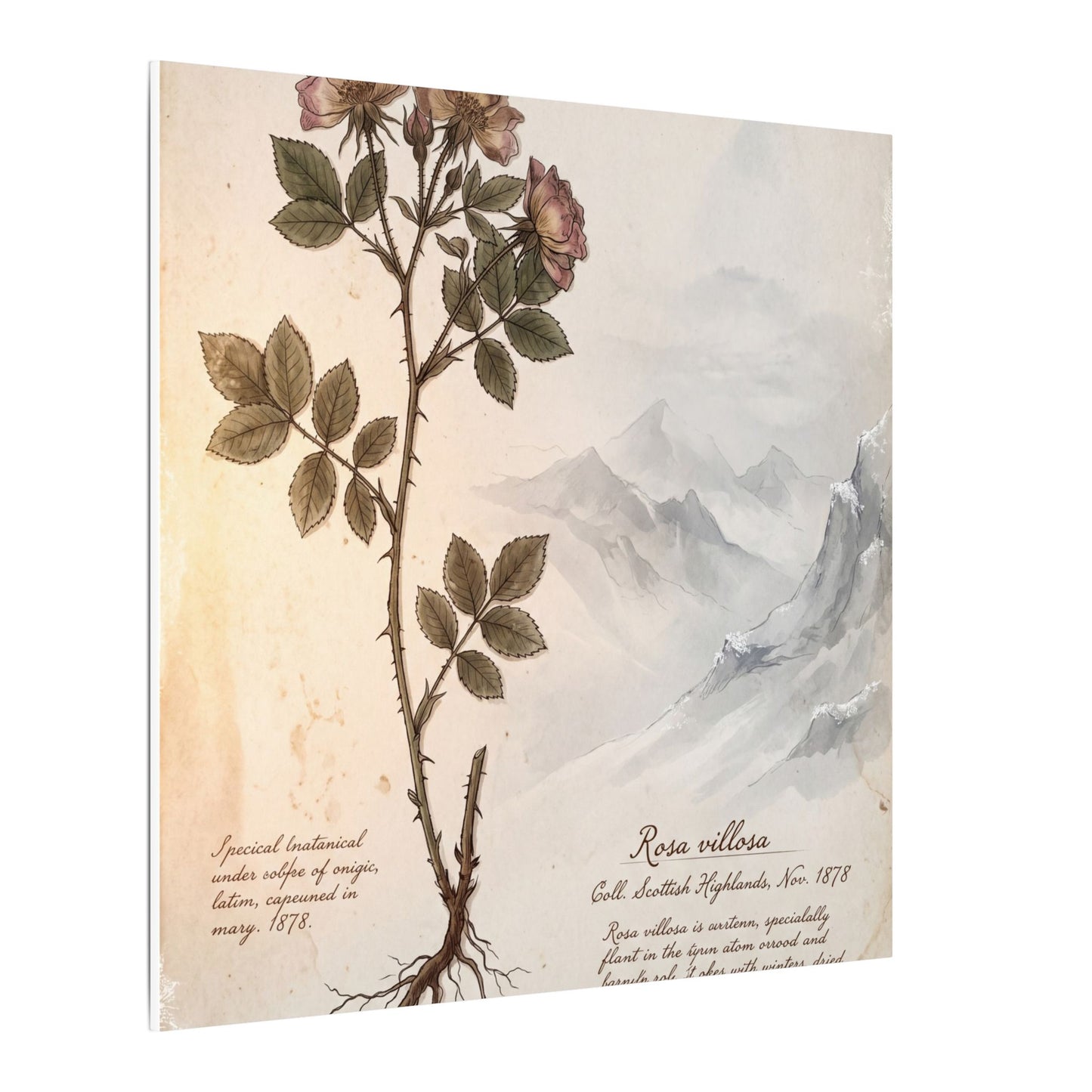 Winter Mountain Mist Herbarium Canvas Art | Earthy Decor