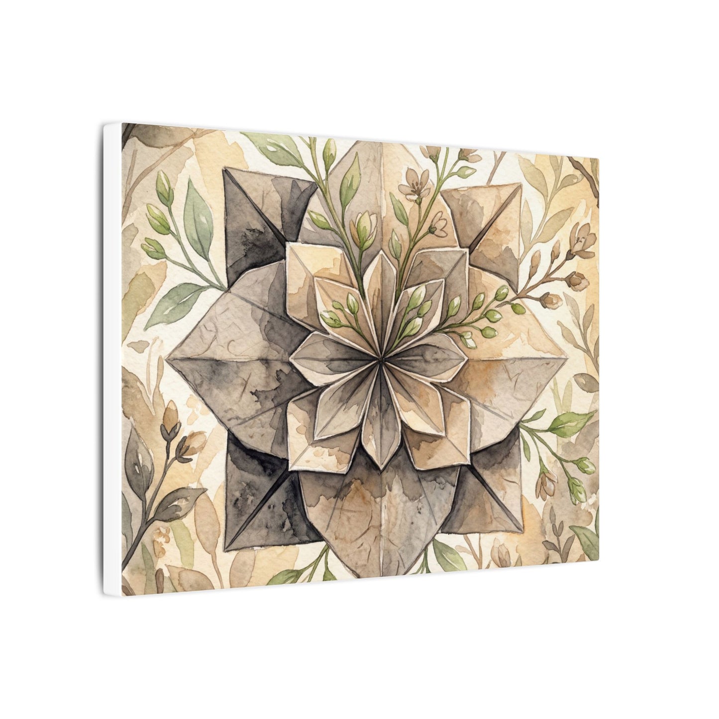 Warm Paper Fold Canvas Art - Watercolor Japandi