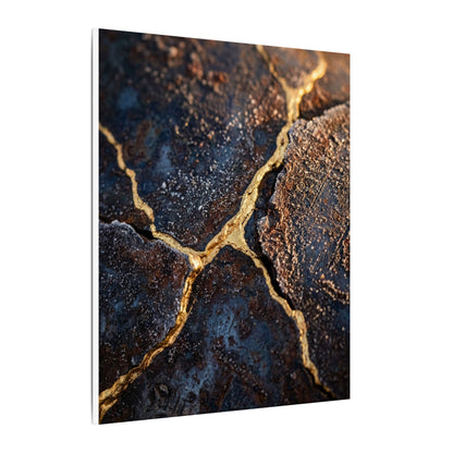 Winter Rust Patina Gold Vein Canvas Art | Resilient Decor