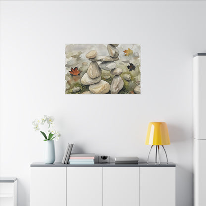 Overcast River Stones Canvas Art - Japandi Fukinsei