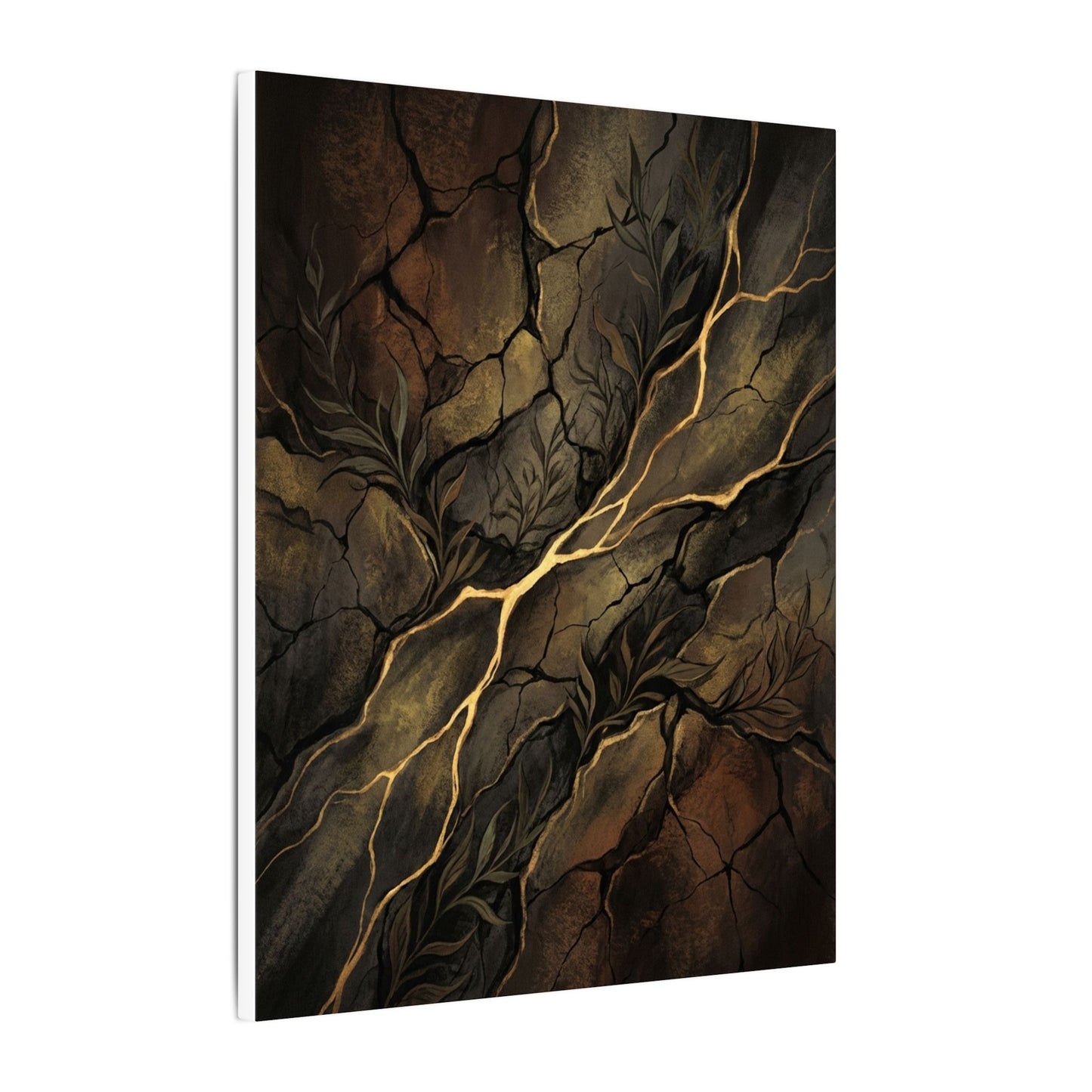 Cracked Earth Charcoal Ink Canvas Art | Bold Dark Japandi Art
