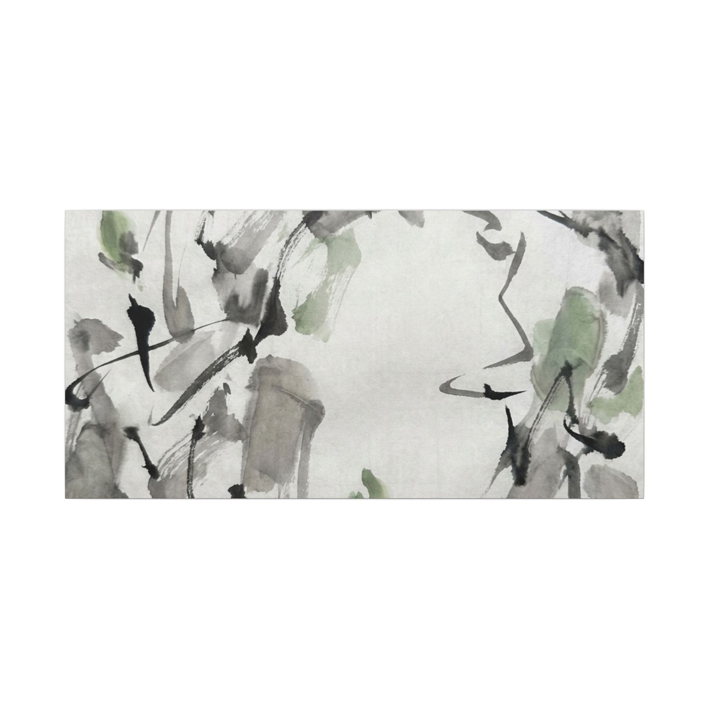 Zen Ink Brushstroke in Overcast | Sumi E Canvas Art