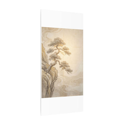 Winter Pine Tree Japanese Pattern Canvas Art | Elegant Decor