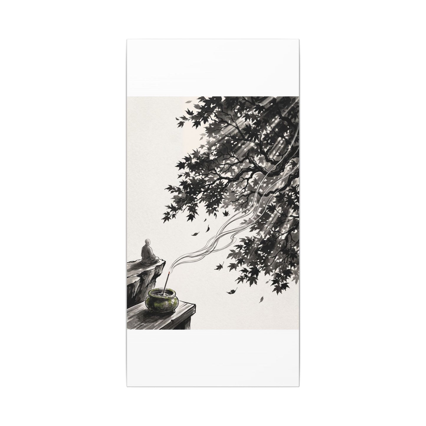 Serene Incense Smoke Canvas Art - Ukiyo E Inspired Zen