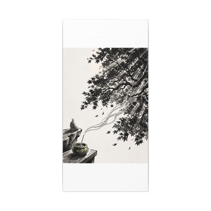 Serene Incense Smoke Canvas Art - Ukiyo E Inspired Zen