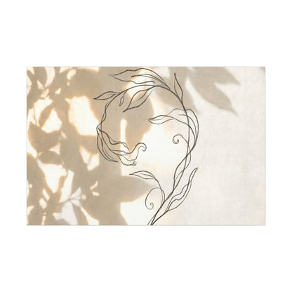 Warm Shoji Screen Canvas Art - Minimal Line Japandi Art Print