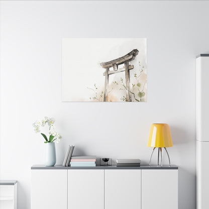 Fukinsei Torii Gate Canvas Art - Japandi Watercolor