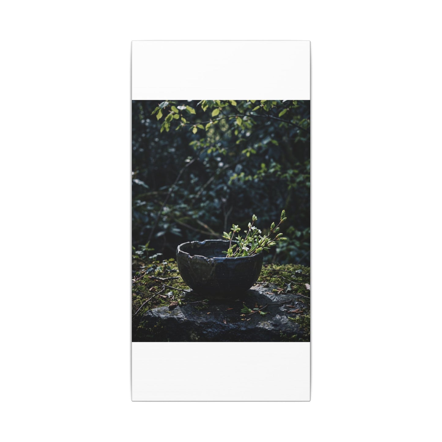 Dappled Ceramic Bowl Canvas Art - Dark Japandi Datsuzoku