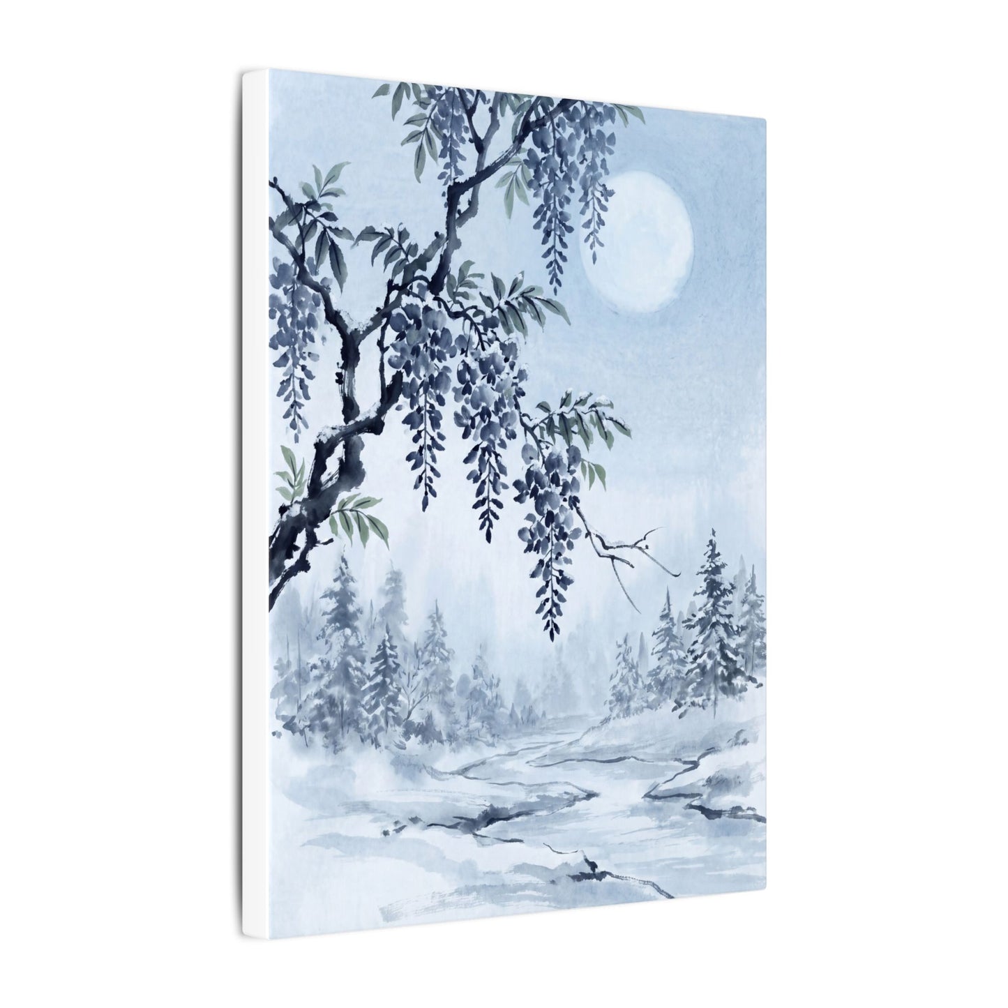 Seijaku Wisteria Canvas Art - Zen Sumi E