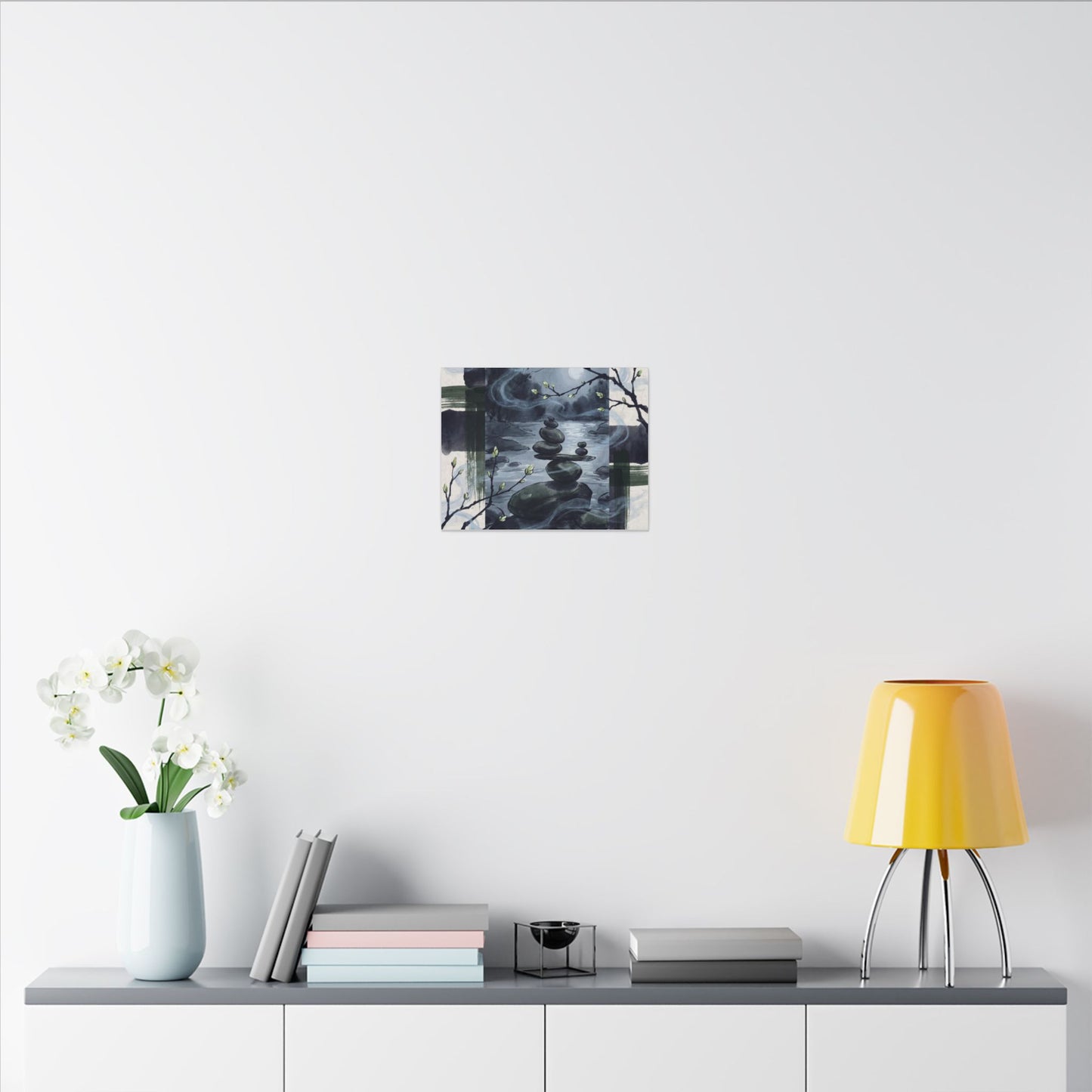 Moonlight River Stones Canvas Art - Zen Shibui