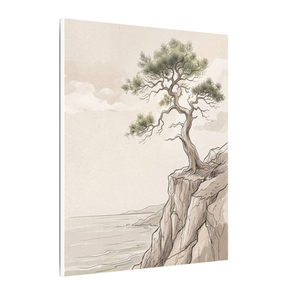 Japandi Pine Tree in Dappled | Minimal Line Canvas Art