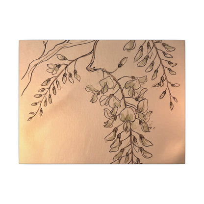 Japandi Wisteria in Candlelight | Minimal Line Canvas Art Art Print
