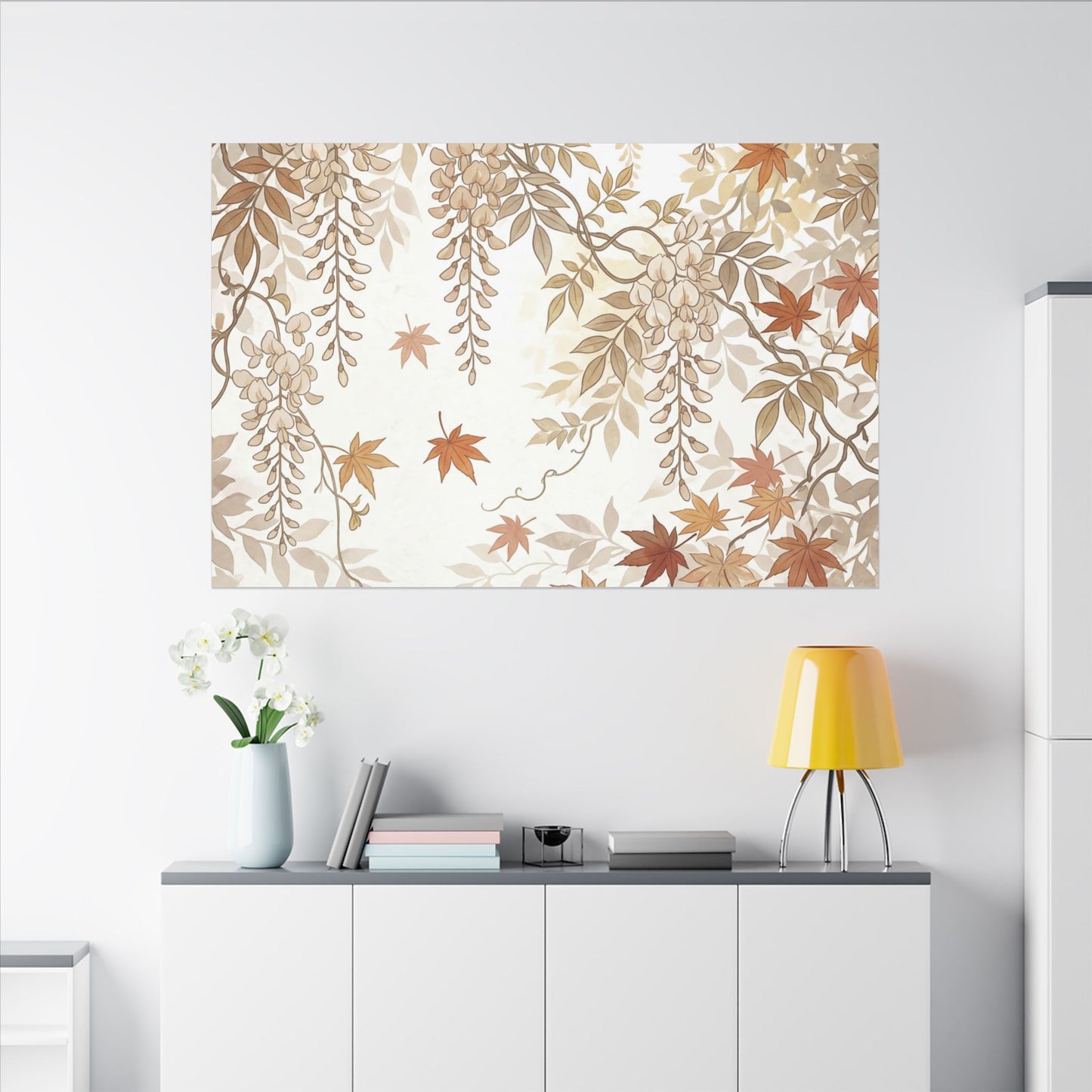 Shibui Wisteria Canvas Art - Japandi Japanese Pattern