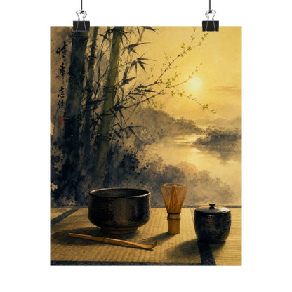 Shibui Tea Ceremony Wall Art Print - Zen Sumi E