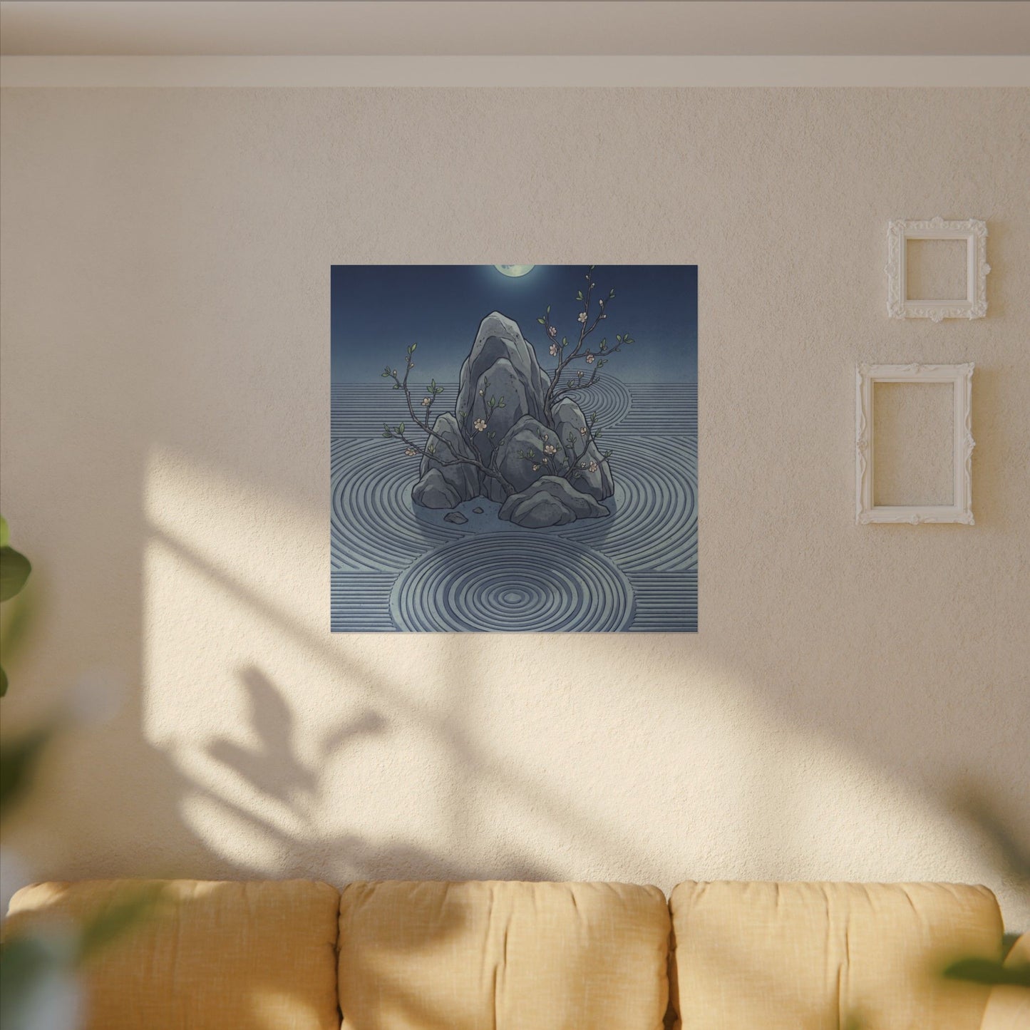 Spring Rock Garden Ukiyo E Inspired Canvas Art | Tranquil Decor