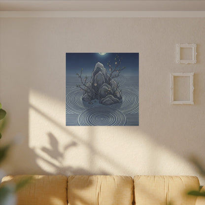Spring Rock Garden Ukiyo E Inspired Canvas Art | Tranquil Decor