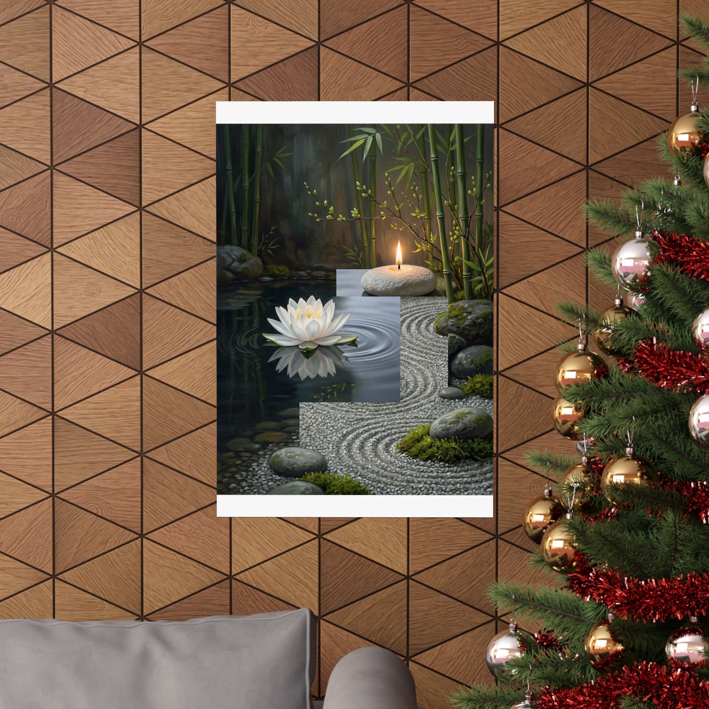 Kanso Lotus Flower Wall Art Print - Zen Karesansui