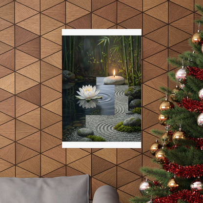 Kanso Lotus Flower Wall Art Print - Zen Karesansui