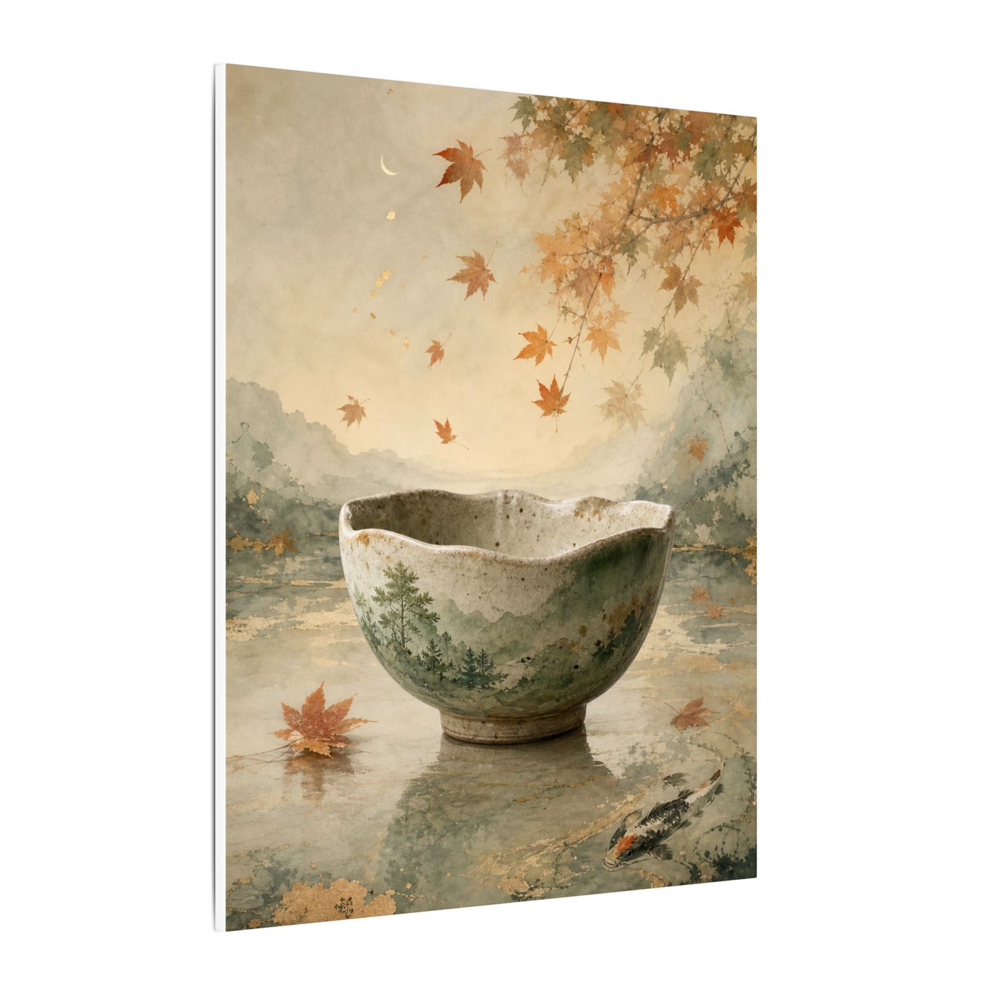Autumn Ceramic Bowl Watercolor Canvas Art | Cozy Decor