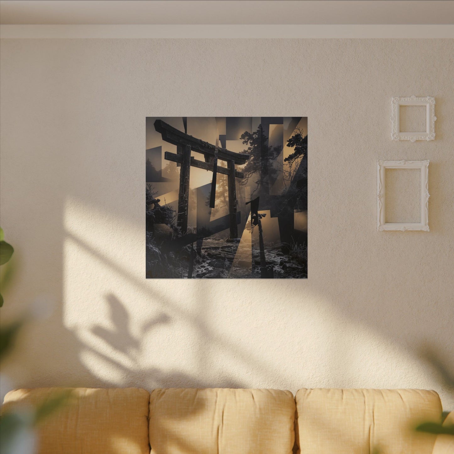 Winter Torii Gate Moody Minimal Canvas Art | Bold Decor