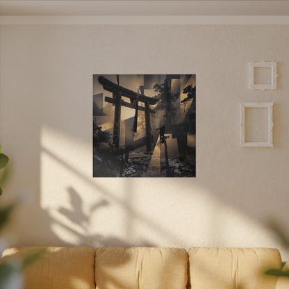 Winter Torii Gate Moody Minimal Canvas Art | Bold Decor