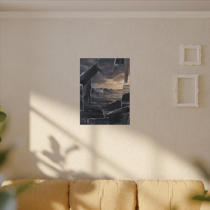 Fukinsei Ocean Wave Canvas Art - Dark Japandi Shadow Zen