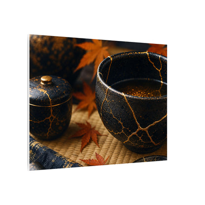 Seijaku Tea Ceremony Canvas Art - Kintsugi Gold Repair