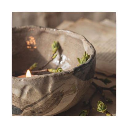 Candlelight Ceramic Bowl Canvas Art - Japandi Ma