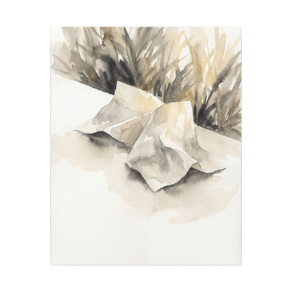 Paper Fold Watercolor Canvas Art | Warm Japandi Art