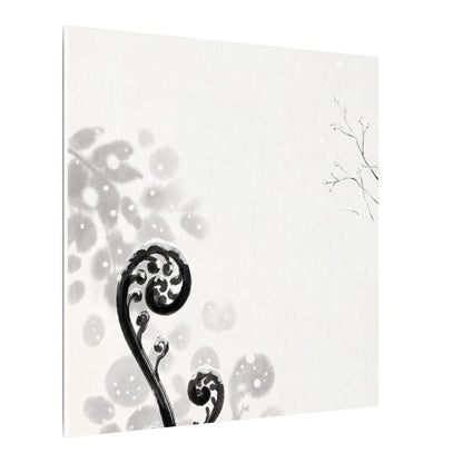 Winter Fern Unfurling Ukiyo E Inspired Canvas Art | Peaceful Decor