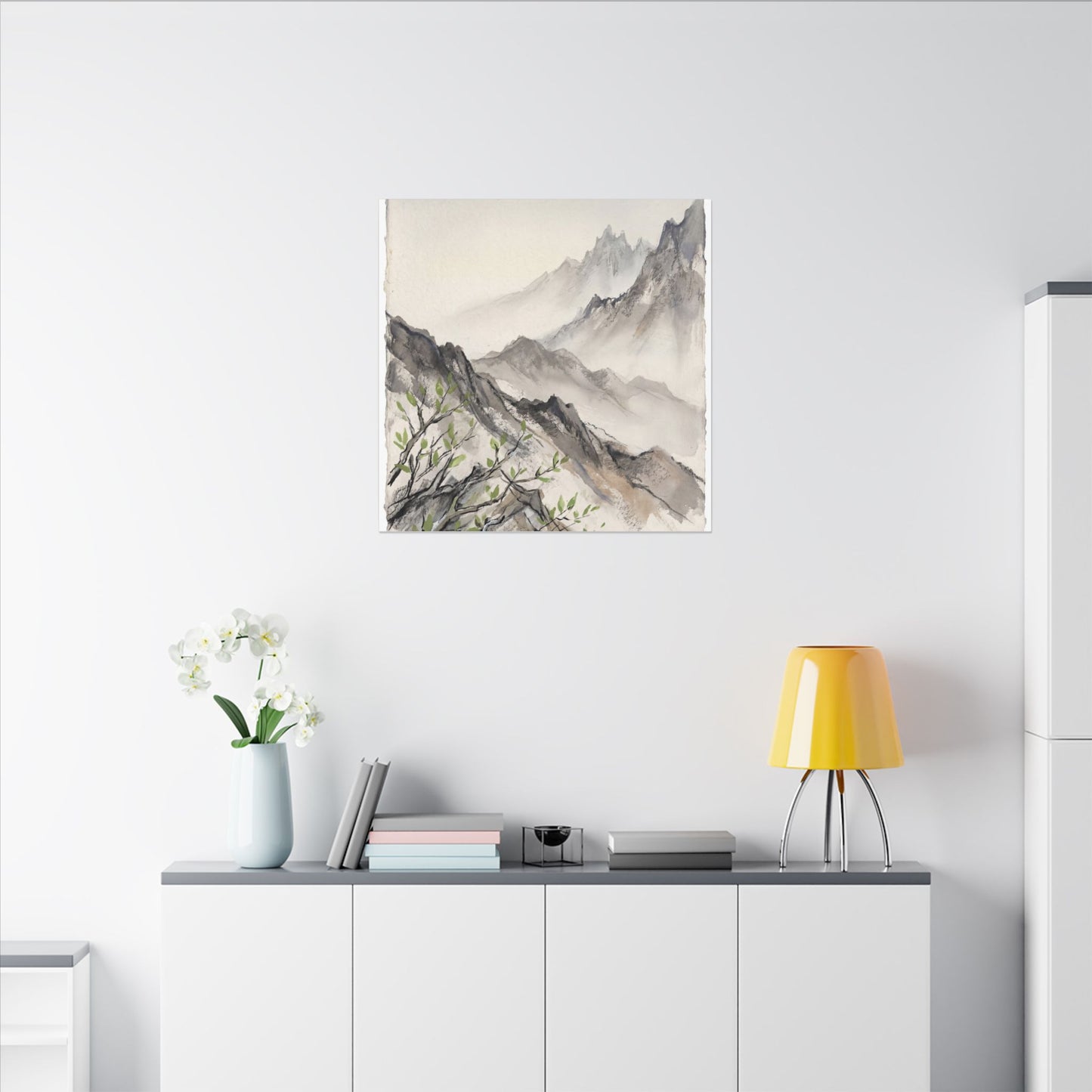 Spring Mountain Mist Texture Canvas Art | Warm Decor